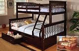 Twin and Full Bunk Bed with Roller Drawers in Espresso Finish #AD 8138-bk,8 ....