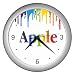 Silver Wall Clock of Apple Nano Chromatic Logo in Words (Rainbow)