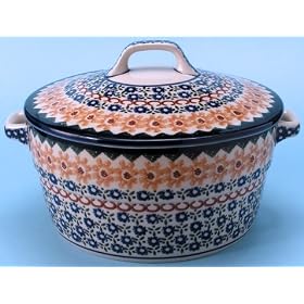 Click here to buy Polish Pottery Covered Casserole 5 3 4 H x 8 W x 9 1 2 L by Ceramika Artystyczna.