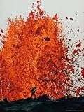 Geologist Approaches a Fountain of Molten Rock, Mauna Ulu, Hawaii Photographic Poster Print by Robert Madden, 42x56