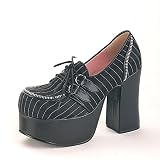 4 1/2 Inch Trendy Goth Shoes Punk Style Mid Platform Spectator Shoe Lace Up