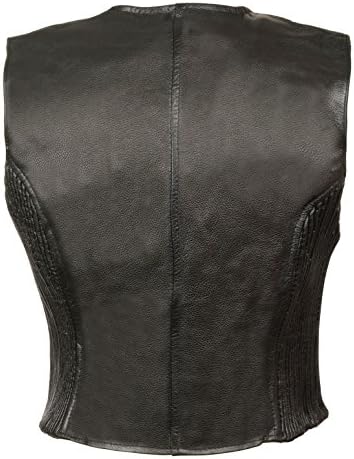 Women’S Zipper Leather Vest- Side Stretch Panels for A