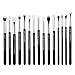 Jessup Eye Makeup Brushes Set Professional 15pcs with Eyeshadow Blending Concealer Eyebrow Eyliner Brush (Pearl Black/Silver)