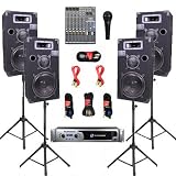Crown XLS2500 Amp, 4 Three Way 10 Speakers, Mixer, Mic, Stands and Cables DJ Set New CROWN1000CSET10