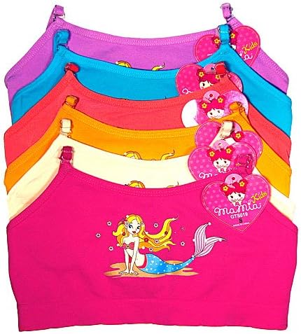 HS Girl's Seamless Underwear Brassiere Bling Bling Mermaid Design (size MEDIUM) 6 Colors 6 Pcs