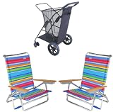 Rio Beach Wonder Wheeler Plus and a Set of 2 Rio Lay Flat 5 position Beach Chairs