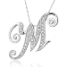 14k White Gold Alphabet Initial M Diamond Pendant Necklace (HI, I1-I2, 0.22 carat)