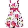 Rare Editions TWEEN GIRLS 7-16 CORAL-PINK GREEN MULTI V-PLEAT BODICE TULIP FLORAL PRINT BUBBLE SKIRT Special Occasion Flower Girl Party Dress