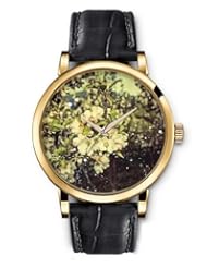 SPRAWL Aanalog Fashion Series Gold Ladies Watches of Genuine Black Leather Strap,Unique Wrist Watch for Women Girls Designed with Flowers in bloom