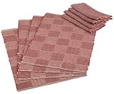 DII Checker Weave Table Linen Set, Redwood