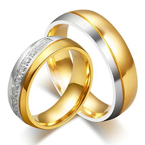 His & men s ring for love titanium 18k gold-plated …