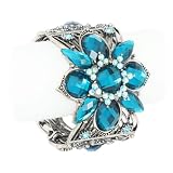 Antique Blue Crystal and Beaded Cuff Bangle Bracelet Fashion Jewelry