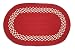 Oval Braided Rug (2'x3'): Red - Red & Cream Block Band