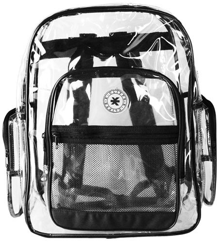 K-Cliffs Clear Transparent PVC Multi-pockets School Backpack Outdoor Backpack with Color... by