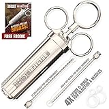 Grill Beast - 304 Stainless Steel Meat Injector Kit with 2-oz Large Capacity Barrel and 2 Professional Marinade Needles