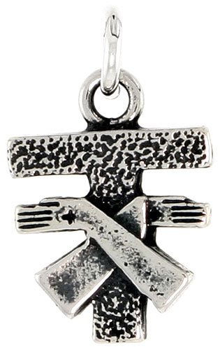Sterling Silver Ancient Jew Cross Pendant, 9/16 in. (15mm) tall