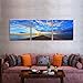 Wieco Art 3 Piece Giclee Canvas Prints Wall Art Ocean Beach Pictures Paintings for Living Room Bedroom Home Office Decorations Bridge Under Sunset Modern Stretched and Framed Blue Landscape Artwork