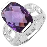 Johareez 6.50 Carat Genuine Amethyst Sterling Silver Ring