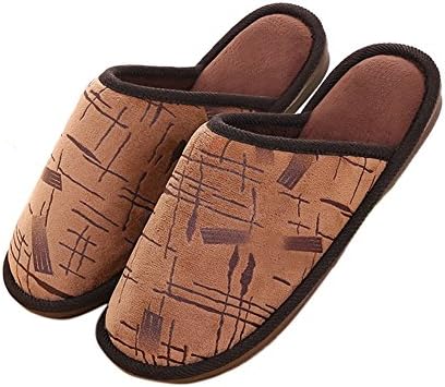 Sangreen Mens Thermal Memory Foam Bedroom House Indoor Slippers Brown 43-44