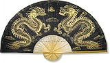 Large 60 Folding Wall Fan -- Golden Dragons -- Original Hand-painted