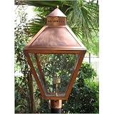 Gas Light America 620CSU Peidmont Series Copper Natural Gas Light With Open Flame Burner And Solid Top On Post Mount