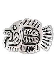 Sterling silver brooch pendant, Aztec Fish Fossil