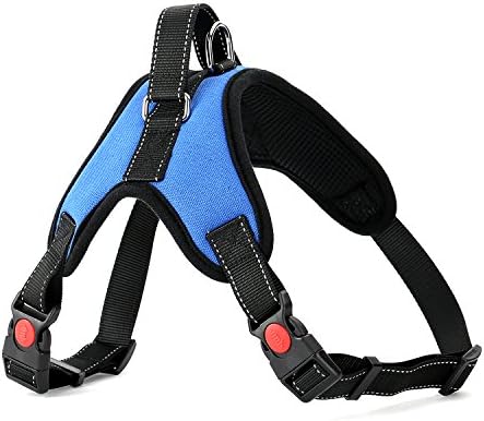 Funny Way Dogs Basic Halter Harness Soft Padded Reflective ● Small Medium Big Dog ● Vest Bone Style ● No Choke No slip No pull (S, Blue)