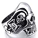 INBLUE Men's Stainless Steel Ring Band Silver Tone Black Skull Bone Size9