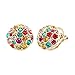 FM42 Pave Sparkling Multi Color Crystal Dome Round Disk Clip On Earrings E267