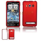 HTC EVO 4G Sprint Red Rubber Feel Protective Case Faceplate Cover
