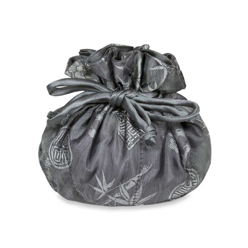 Drawstring Jewelry Pouch - Silk Jacquard (Gray)
