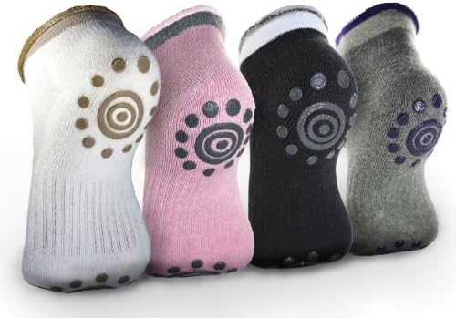 Non Slip Silicone Dot Cotton Non-slip Yoga/Pilates Socks Ankle Sock for Women,Pack of 4