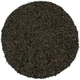 St. Croix LD08R Pelle Leather Dark Brown Shag Round Rug Size: Round 4' x 4'