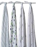 Aden & Anais Muslin Swaddling Blanket /Muslin Squares Navy/Lime 4 Pack