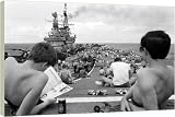Falklands War - relaxing aboard HMS Hermes - Canvas Print 16x12 (40x30cm) by PA Photos
