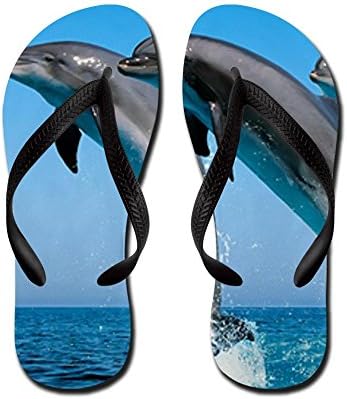 Royal Lion Kid's Dolphins Dancing Black Rubber Flip Flops Sandals 1-4