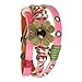 SilberDream leather bracelet pink with rivets and a flower for female, teens and girls genuine leather LA2913P