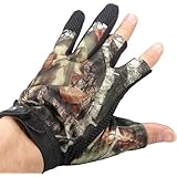 LIAMTU 3 Cut Finger Anti-slip Waterproof Fishing Hunting Gloves Camouflage Color