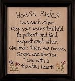 House Rules Framed Stitchery for Wall Decor