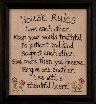 House Rules Framed Stitchery for Wall Decor