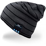Mydeal Bluetooth Hat Adult Unisex Trendy Soft Warm Knit Slouchy Beanie Skully Hat with Wireless Headphone Headset Speaker Mic Hands-free,Christmas Gift for Winter Outdoor Sport Skiing Snowboard - Gray