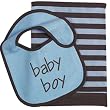 Elegant Baby Chocolate Brown & Blue Bib And Burping Cloth Baby Gift Set