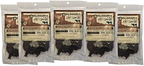 Old Fashioned Style Gluten Free Hickory Beef Jerky - 5 PACK - No Frills Tough and Dry Style Beef Jerky - All Natural, No Added Preservatives and No Added MSG - 10 total oz.