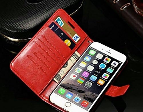 Thida : iPhone 6 6S 4.7 Red Flip Leather Mobile Phone Case Wallet Stand Cover Cases With Card Slot