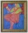 Woman & Gold Egg, Original Oil Painting on Board By Carmel Art Association Artist Victor Di Gesu (1914-1988) - Framed Artwork