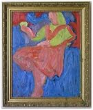 Woman & Gold Egg, Original Oil Painting on Board By Carmel Art Association Artist Victor Di Gesu (1914-1988) - Framed Artwork