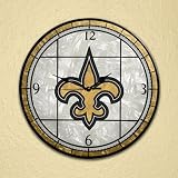 New Orleans Saints 12in Art Glass Clock NFL Football Fan Shop Sports Team Merchandise
