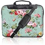 TaylorHe 15.6 inch 15 inch 16 inch Hard Wearing Nylon Laptop Carry Case Colourful Laptop Shoulder Bag with Patterns, Side Pockets Handles and Detachable Strap Vintage Floral Patterns for Her