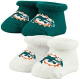 Miami Dolphins Infant Aqua 2-Pack Bootie Socks