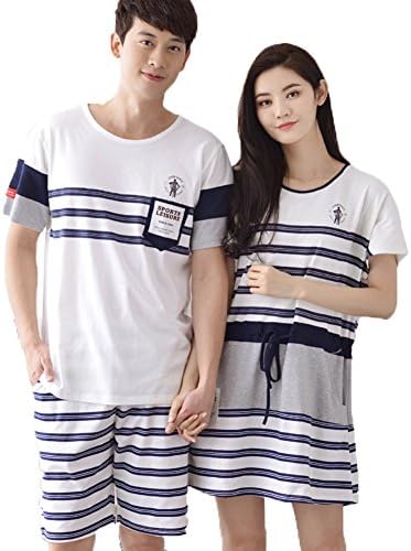 Mingxin Couple's Women's Pure Cotton Summer Sleepwear Pyjamas Set Nightgown